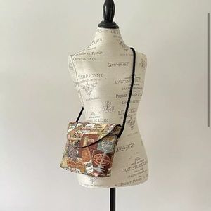 Tapestry Purse with Satin Rope Strap Wine Country Design Cottage Core